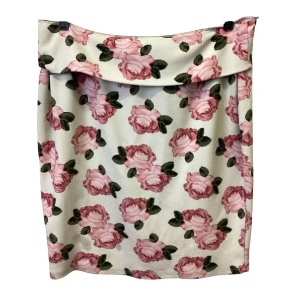 Arabella XL Rose Floral Polyester Stretchy Short Pencil Skirt Foldover Waistband - Picture 1 of 4